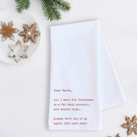 Gifts - Devenie Designs - Fat Bank Account - Tea Towel - Holiday - RED TEXT - Cultured Cloths Apparel