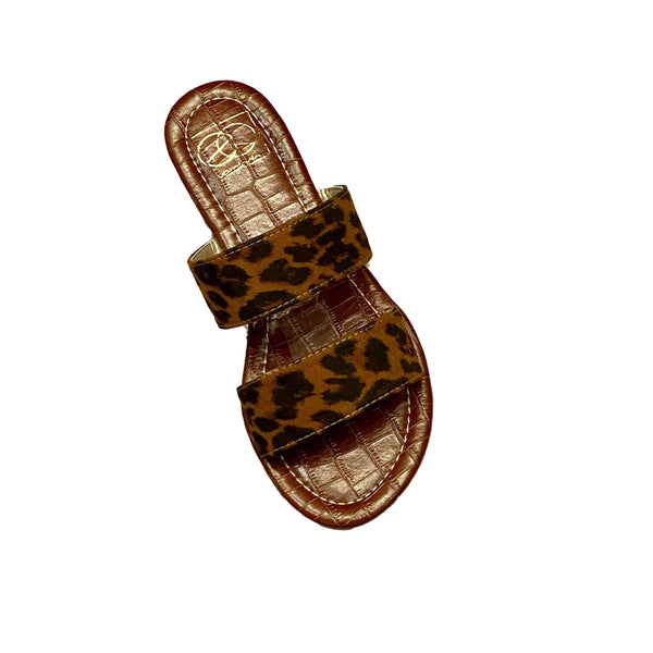 Shoes - Double Strapped Slip on Sandals - Leopard - Cultured Cloths Apparel