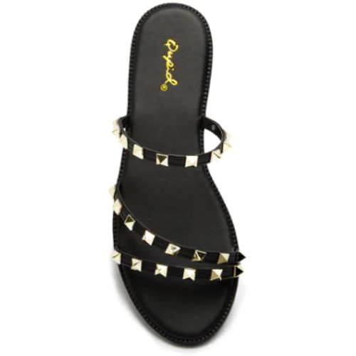 Shoes - Desmond Strappy Studded Slide Sandal - Black - Cultured Cloths Apparel