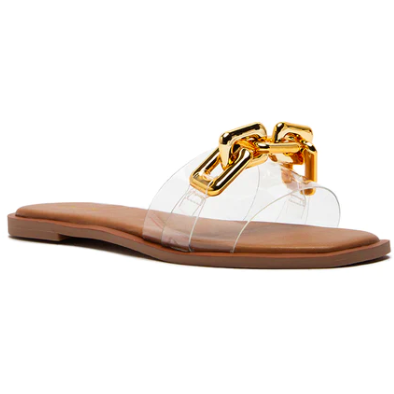 Shoes - Qupid Indigo Clear Slide Sandal -  - Cultured Cloths Apparel