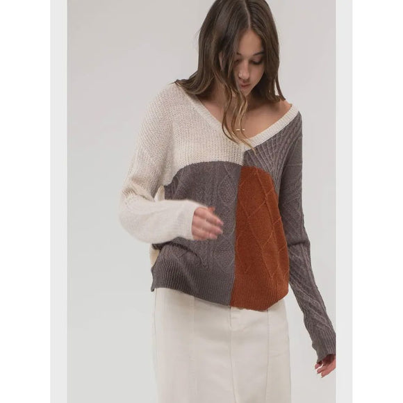 Women's Sweaters - Lightweight Colorblock Knit -  - Cultured Cloths Apparel