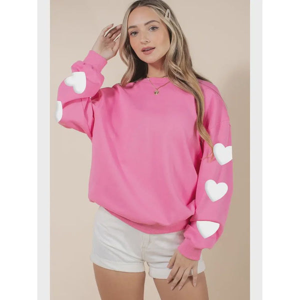 Graphic T-Shirts - Women's Puff Heart Graphic Sweatshirts - Bubblegum - Cultured Cloths Apparel