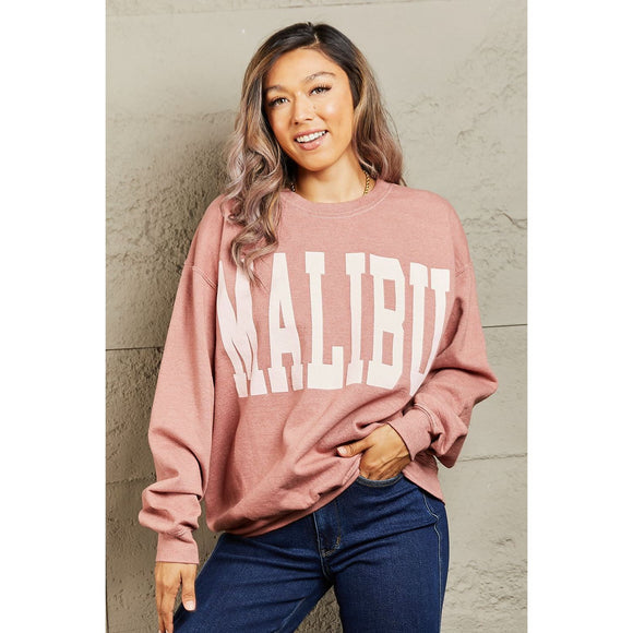 Graphic T-Shirts - Sweet Claire "Malibu" Oversized Crewneck Sweatshirt - Pale Blush - Cultured Cloths Apparel