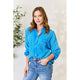 Women's Long Sleeve - Zenana Full Size Washed Raw Trim Button Down Shirt -  - Cultured Cloths Apparel