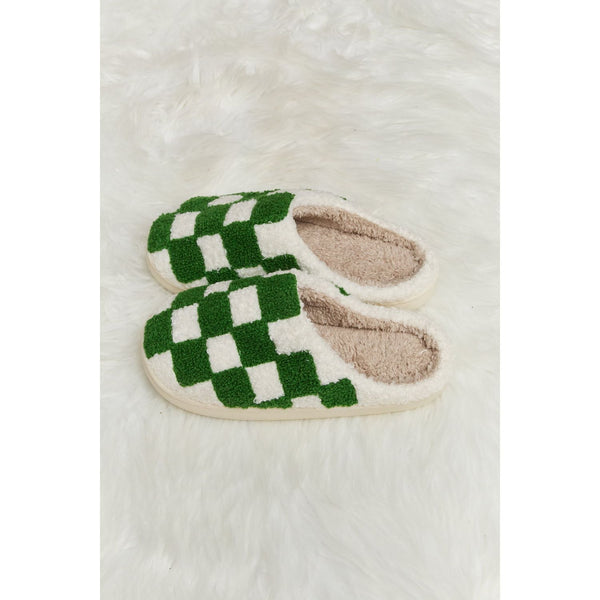 Shoes - Melody Checkered Print Plush Slide Slippers -  - Cultured Cloths Apparel