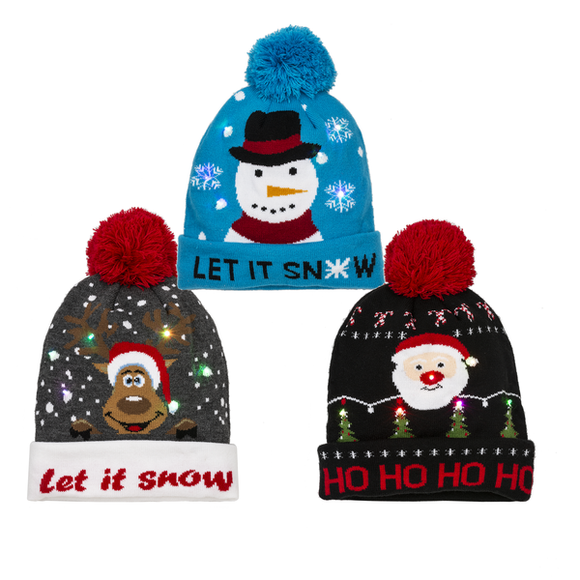 Accessories, Hats - Lighted LED Holiday Stocking Caps -  - Cultured Cloths Apparel