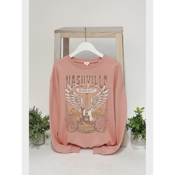 Graphic T-Shirts - Nashville Graphic Sweatshirt - Salmon - Cultured Cloths Apparel