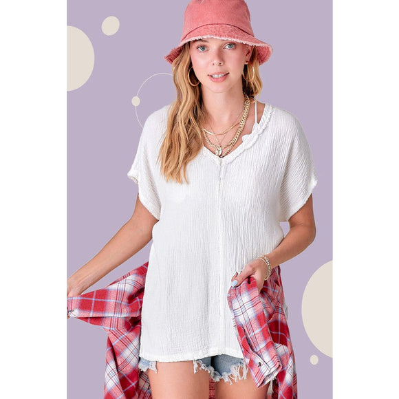 Women's Short Sleeve - Wendy Top - WHITE - Cultured Cloths Apparel