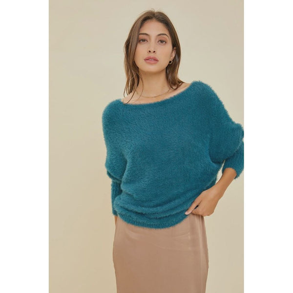 Women's Sweaters - Fuzzy Puff Sleeve Sweater -  - Cultured Cloths Apparel