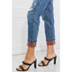Denim - Judy Blue Gina Full Size Mid Rise Paisley Patch Cuff Boyfriend Jeans -  - Cultured Cloths Apparel