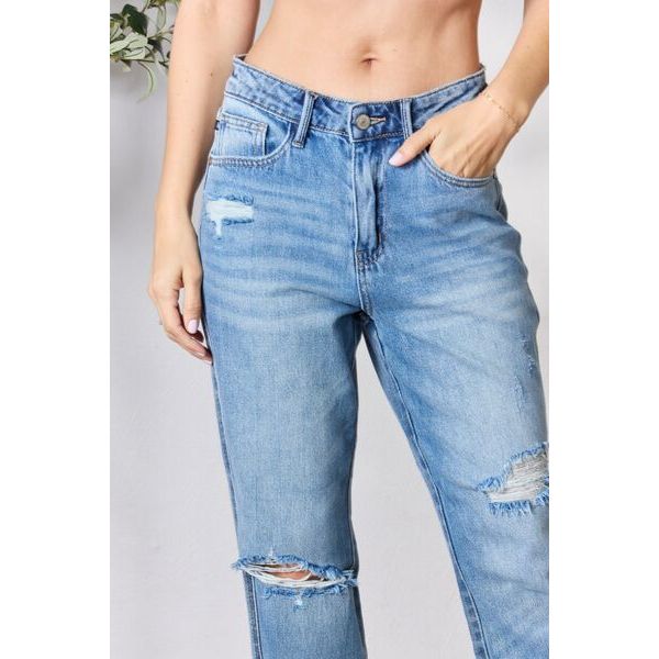 Judy Blue Full Size Distressed Raw Hem Straight Jeans – Cultured