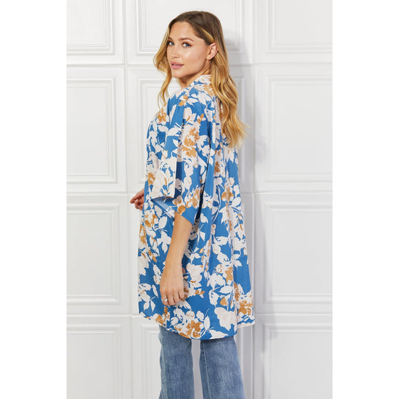Outerwear - Justin Taylor Time To Grow Floral Kimono in Chambray -  - Cultured Cloths Apparel