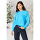 Women's Long Sleeve - Zenana Round Neck Long Sleeve Sweater with Pocket - Deep Sky - Cultured Cloths Apparel
