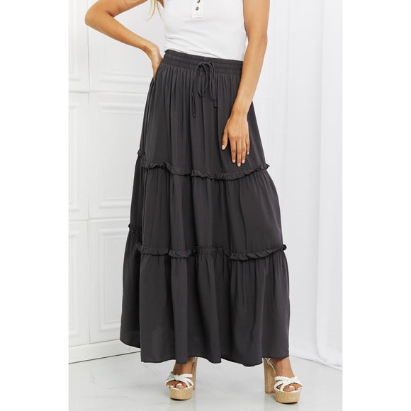 skirts - Zenana Summer Days Full Size Ruffled Maxi Skirt in Ash Grey - Dark Gray - Cultured Cloths Apparel