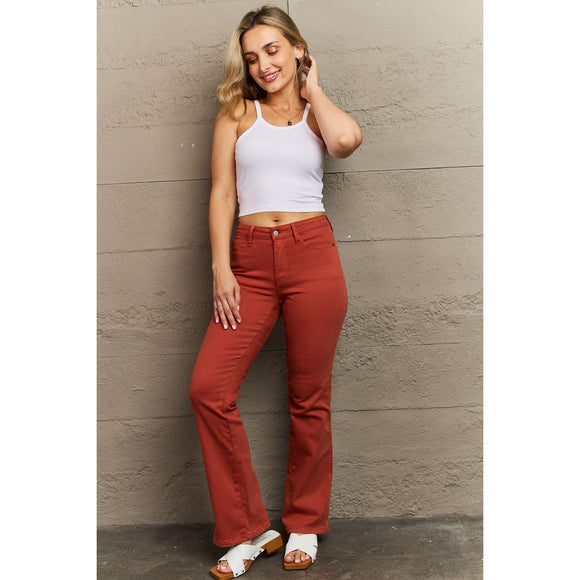 Denim - Judy Blue Olivia Full Size Mid Rise Slim Bootcut Jeans - Terracotta - Cultured Cloths Apparel