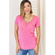 Women's Short Sleeve - Zenana V-Neck Short Sleeve Slit T-Shirt - Fuchsia - Cultured Cloths Apparel