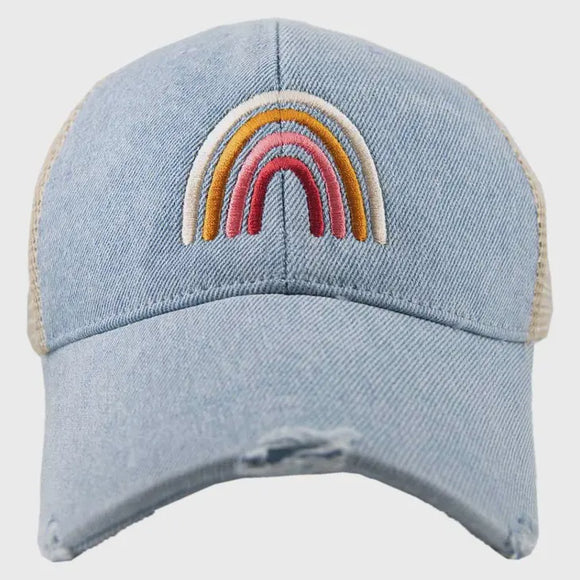 Accessories, Hats - Rainbow Denim Trucker Hat -  - Cultured Cloths Apparel