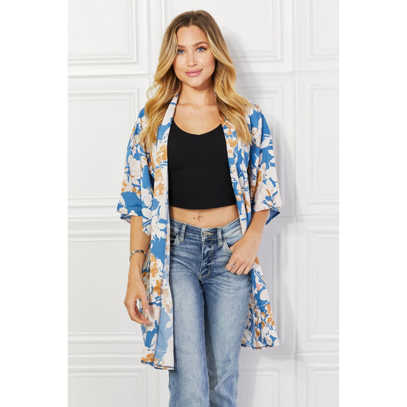 Outerwear - Justin Taylor Time To Grow Floral Kimono in Chambray - Chambray - Cultured Cloths Apparel