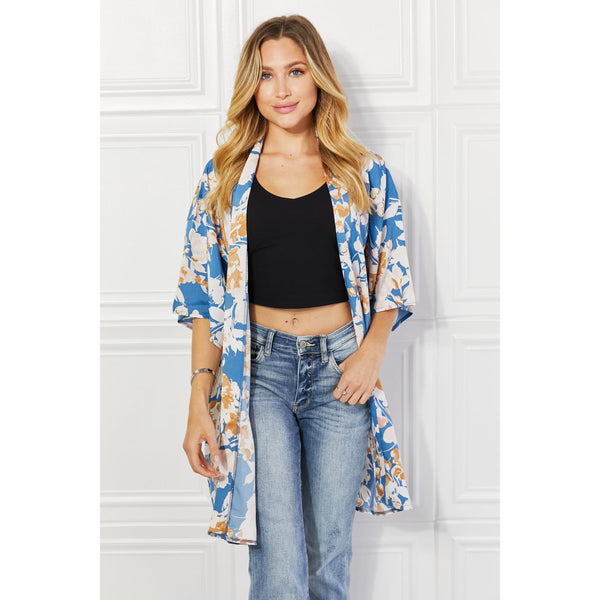 Outerwear - Justin Taylor Time To Grow Floral Kimono in Chambray - Chambray - Cultured Cloths Apparel