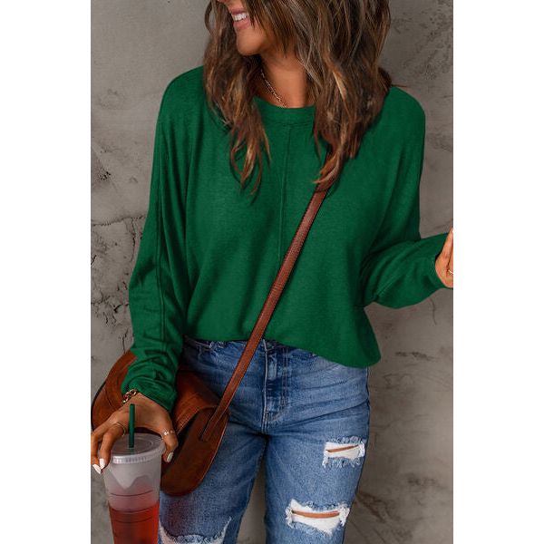 Women's Long Sleeve - Double Take Full Size Round Neck Long Sleeve T-Shirt - Green - Cultured Cloths Apparel
