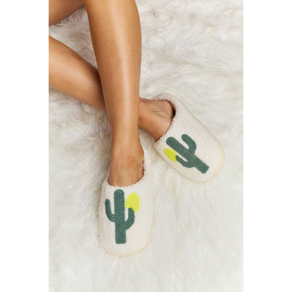 Shoes - Melody Cactus Plush Slide Slippers - Ivory - Cultured Cloths Apparel