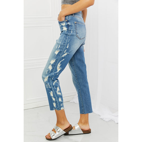 Denim - Judy Blue Laila Full Size Straight Leg Distressed Jeans -  - Cultured Cloths Apparel