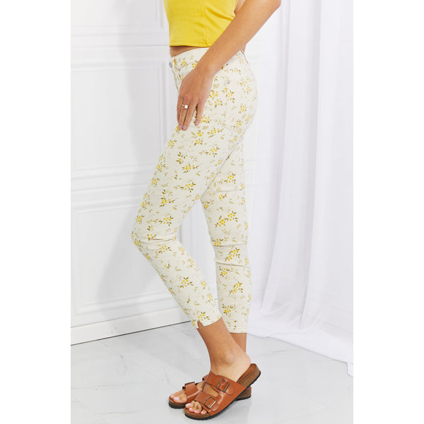 Denim - Judy Blue Full Size Golden Meadow Floral Skinny Jeans -  - Cultured Cloths Apparel