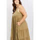 dresses - Zenana Full Size Spaghetti Strap Tiered Dress with Pockets in Khaki -  - Cultured Cloths Apparel