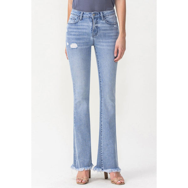 Denim - Lovervet Full Size Evie High Rise Fray Flare Jeans - Medium - Cultured Cloths Apparel