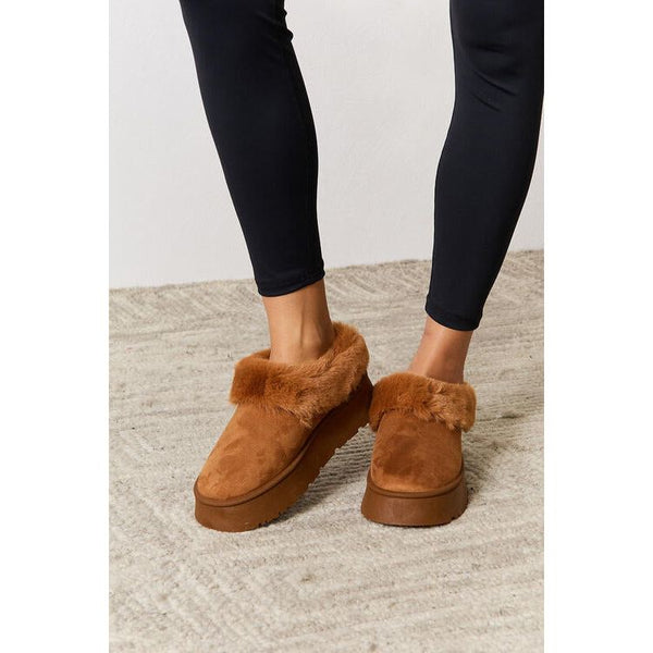 Shoes - Legend Footwear Furry Chunky Platform Ankle Boots -  - Cultured Cloths Apparel