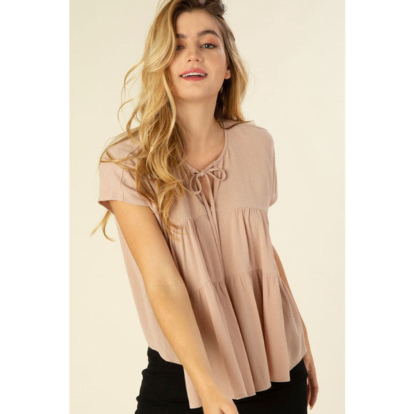 Women's Short Sleeve - A line tiered blouse -  - Cultured Cloths Apparel
