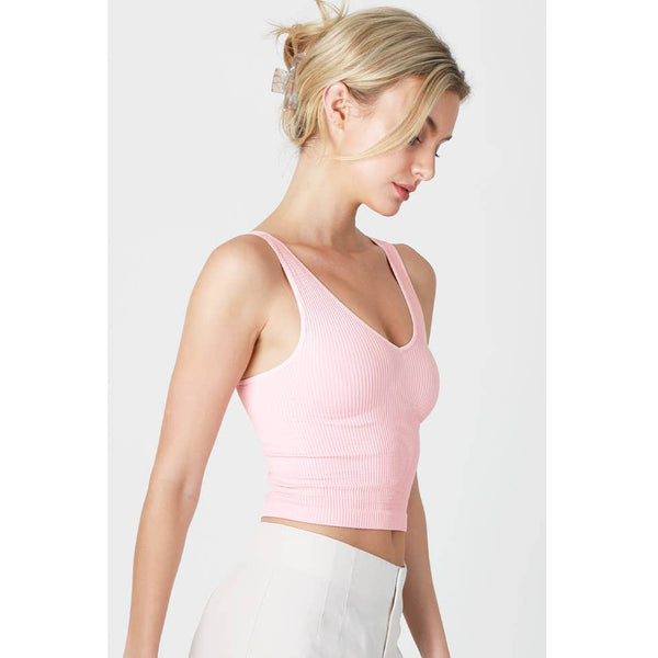 Women's Sleeveless - V Neck Ribbed Cropped Top -  - Cultured Cloths Apparel