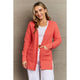 Outerwear - Zenana Bright & Cozy Full Size Waffle Knit Cardigan - Coral - Cultured Cloths Apparel