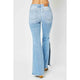 Denim - Judy Blue Full Size Mid Rise Raw Hem Slit Flare Jeans -  - Cultured Cloths Apparel