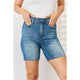 Women's Shorts - Judy Blue Full Size Tummy Control Double Button Bermuda Denim Shorts -  - Cultured Cloths Apparel