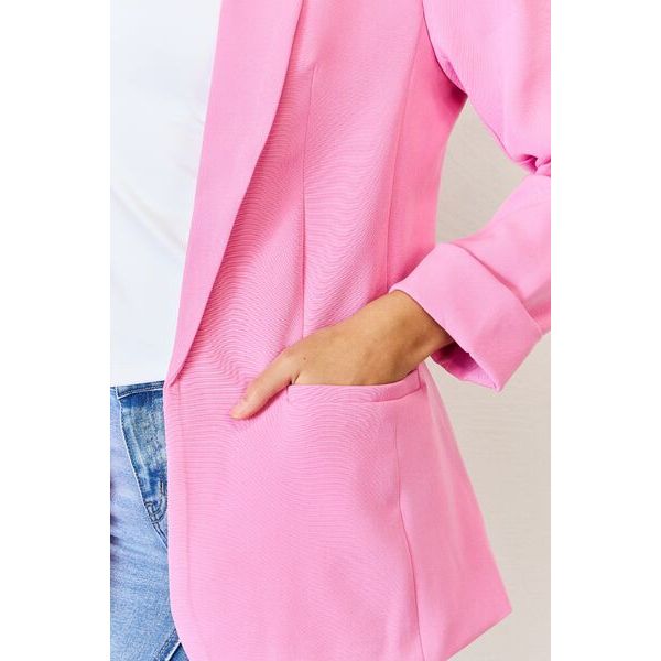 Outerwear - Zenana Open Front Long Sleeve Blazer -  - Cultured Cloths Apparel