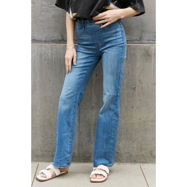 Denim - Judy Blue Lolita Full Size High Waist Pull On Slim Bootcut Jeans - Medium - Cultured Cloths Apparel