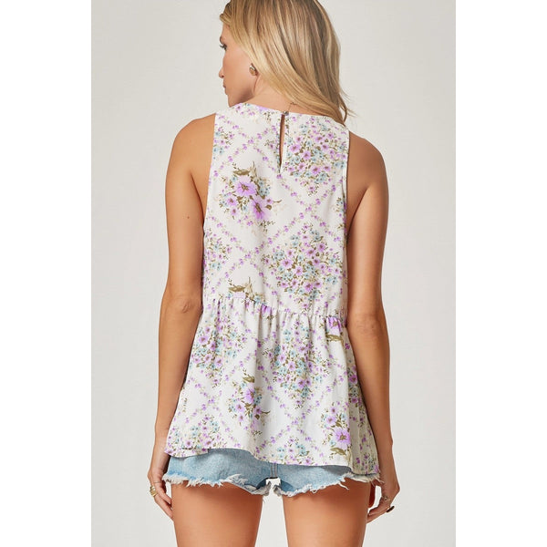 Women's Sleeveless - Lilly Floral Babydoll Style Sleeveless Top -  - Cultured Cloths Apparel
