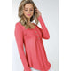 Women's Long Sleeve - Long Sleeve Button Up Top With Front Shirring Detail - Coral - Cultured Cloths Apparel