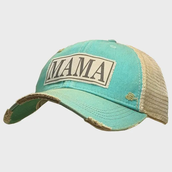 Baseball Hats - Mama Distressed Trucker Hat Baseball Cap -  - Cultured Cloths Apparel