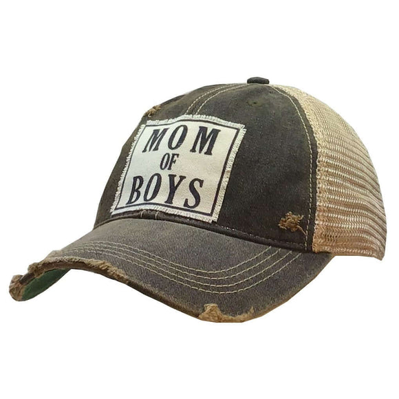 Accessories, Hats - Mom Of Boys Distressed Trucker Cap -  - Cultured Cloths Apparel