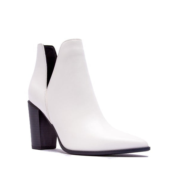 Shoes - Qupid Nashville Block Heel White Boots -  - Cultured Cloths Apparel