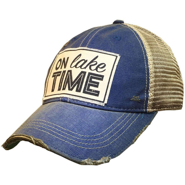 Baseball Hats - On Lake Time Distressed Trucker Cap -  - Cultured Cloths Apparel