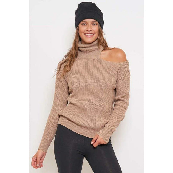 Women's Sweaters - One Open Shoulder Sweater Top -  - Cultured Cloths Apparel