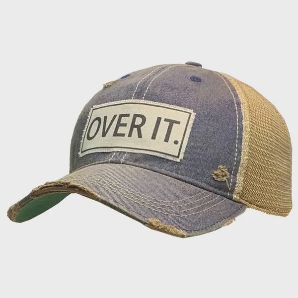 Baseball Hats - Over It. Distressed Trucker Baseball Cap -  - Cultured Cloths Apparel