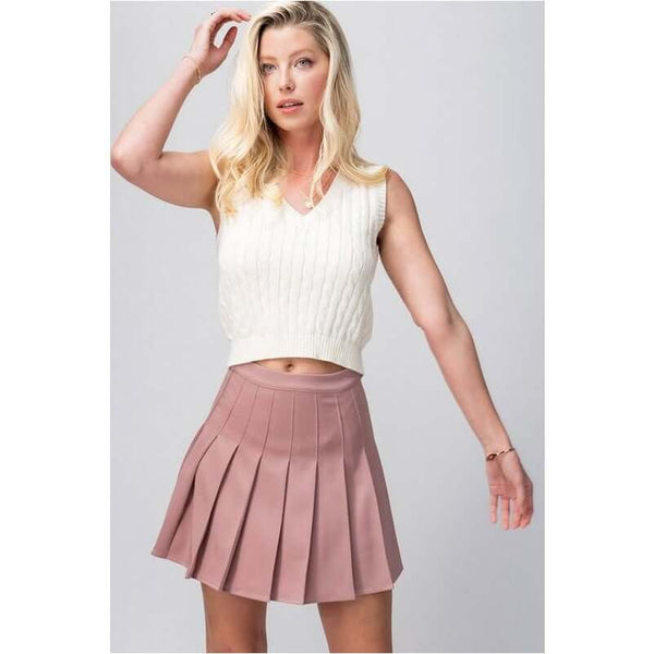 Women's Skirts - Pleated Tennis Mini Skirts - Mauve - Cultured Cloths Apparel