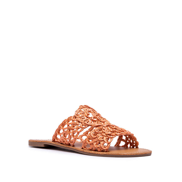 Shoes - QUPID Athena Raffia Sandal Slides -  - Cultured Cloths Apparel