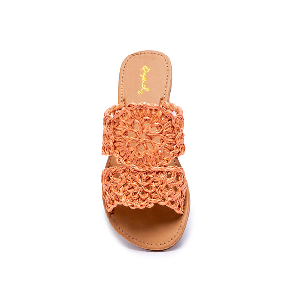 Shoes - QUPID Athena Raffia Sandal Slides - Ash Coral - Cultured Cloths Apparel