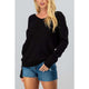 Women's Sweaters - Solid Long Sleeve Twist Knit with Open Back Sweater -  - Cultured Cloths Apparel