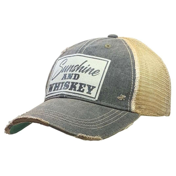 Baseball Hats - Sunshine & Whiskey Distressed Trucker Cap -  - Cultured Cloths Apparel
